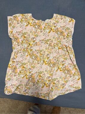 Hayden Girls Floral Peplum Blouse Size YL Retro Cottagecore Lightweight NWOT